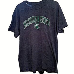 ELITE FAN Michigan State Spartans Dark Gray T-Shirt Large Cotton/Poly MSU Logo